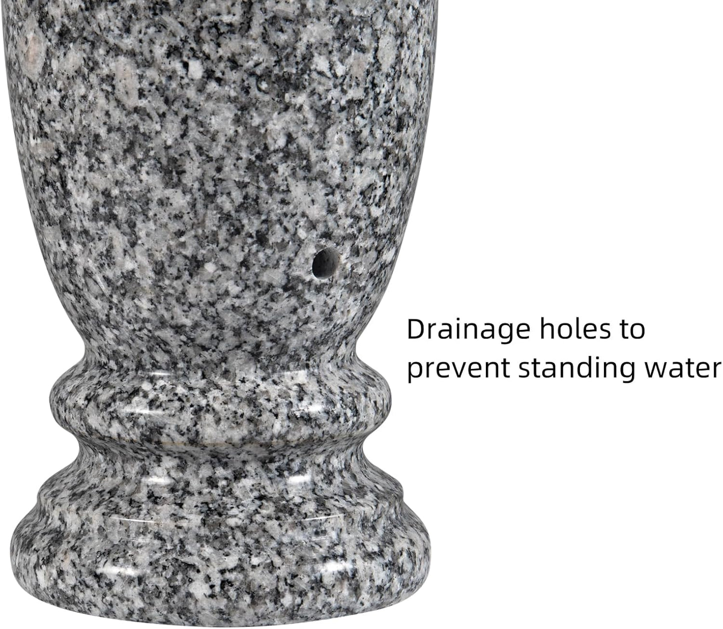 Granite Cemetery Vase for Grave Markers, Headstone Memorial Flower Holder