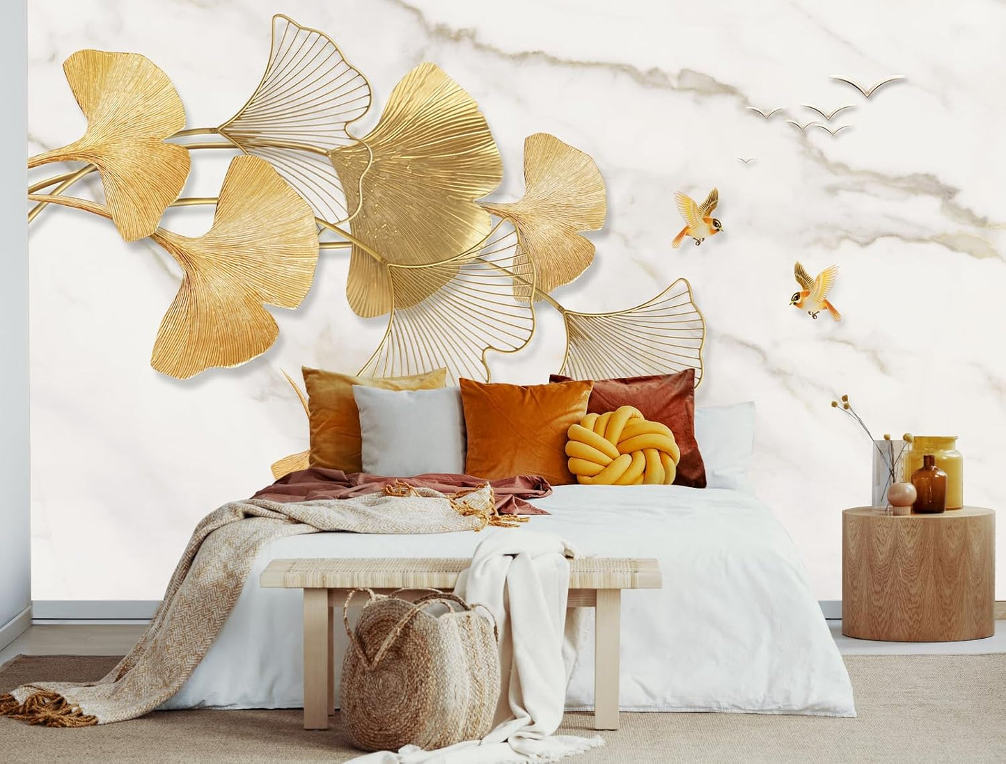 Vintage Beige Forest Woodland Mural Wallpaper for Bedroom Living Room (Not Peel n' Stick)