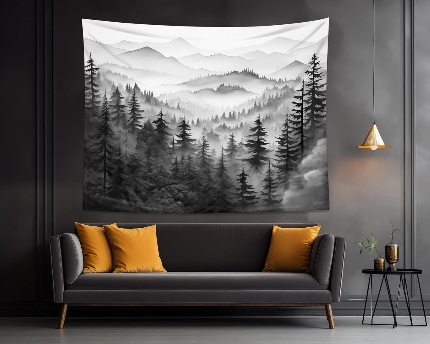 QGHOT Window Tapestry, Outdoor Forest Tapestry Wall Hanging