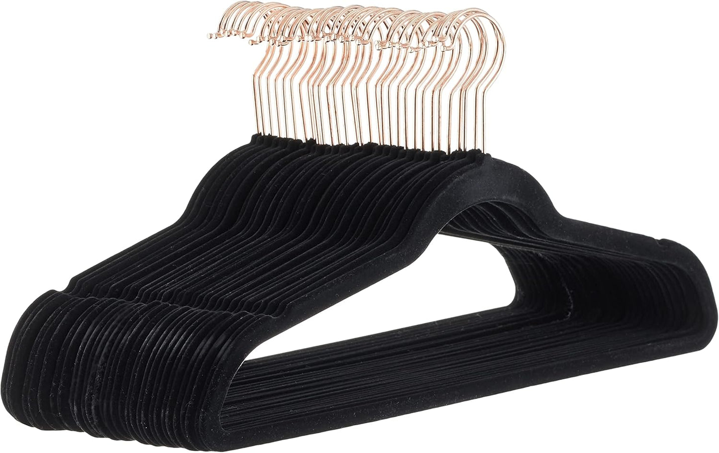 Amazon Basics Slim, Velvet, Non-Slip Suit Clothes Hangers, Ivory/Rose Gold - Pack of 100