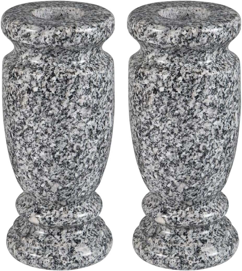 Granite Cemetery Vase for Grave Markers, Headstone Memorial Flower Holder