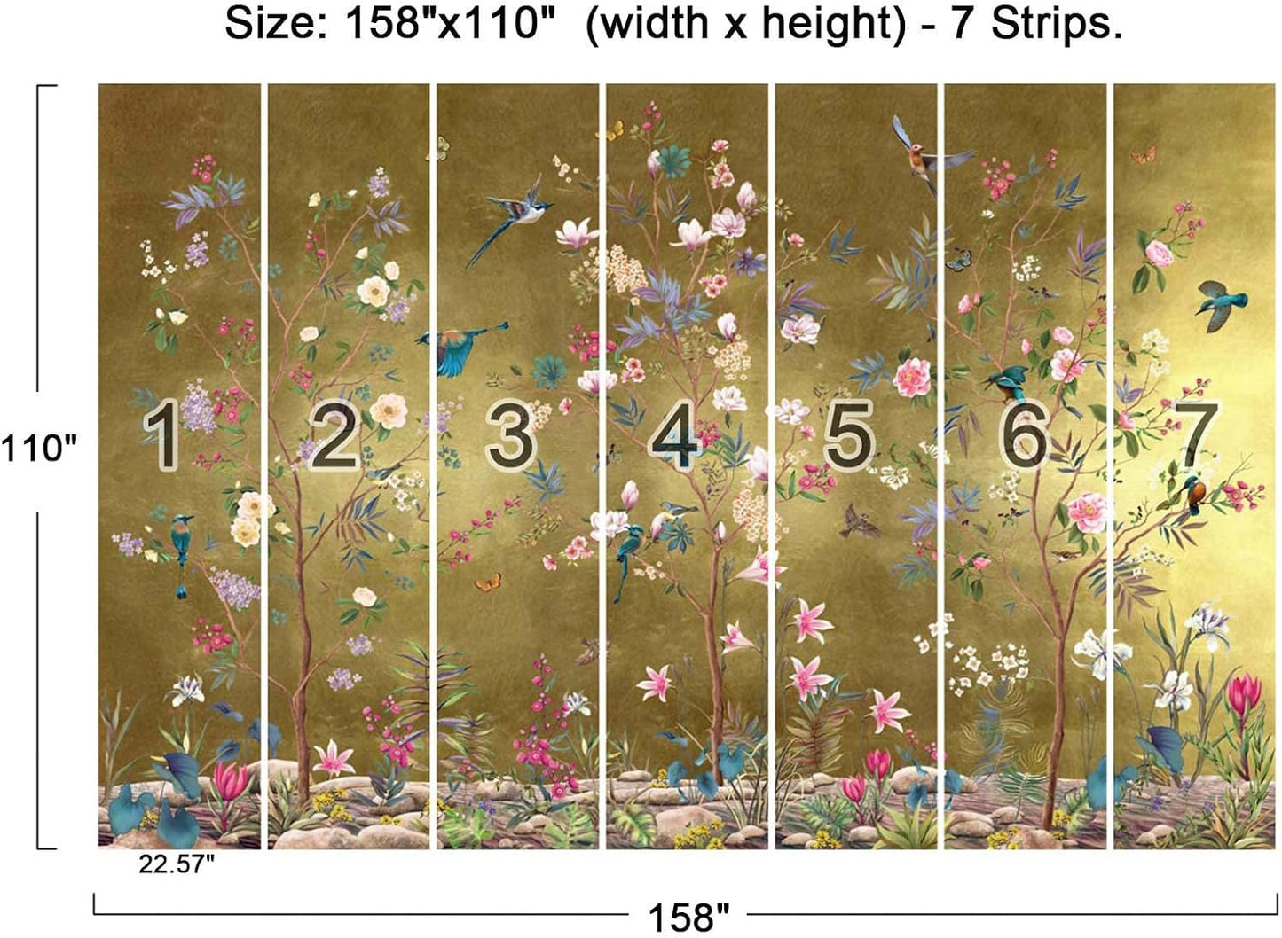 Cliouar-Wall Mural Wallpaper for Bedroom Living Room Wallpaper Decoration Flowers and Birds Wallpaper 158"x110"(Not Self-Adhesive)