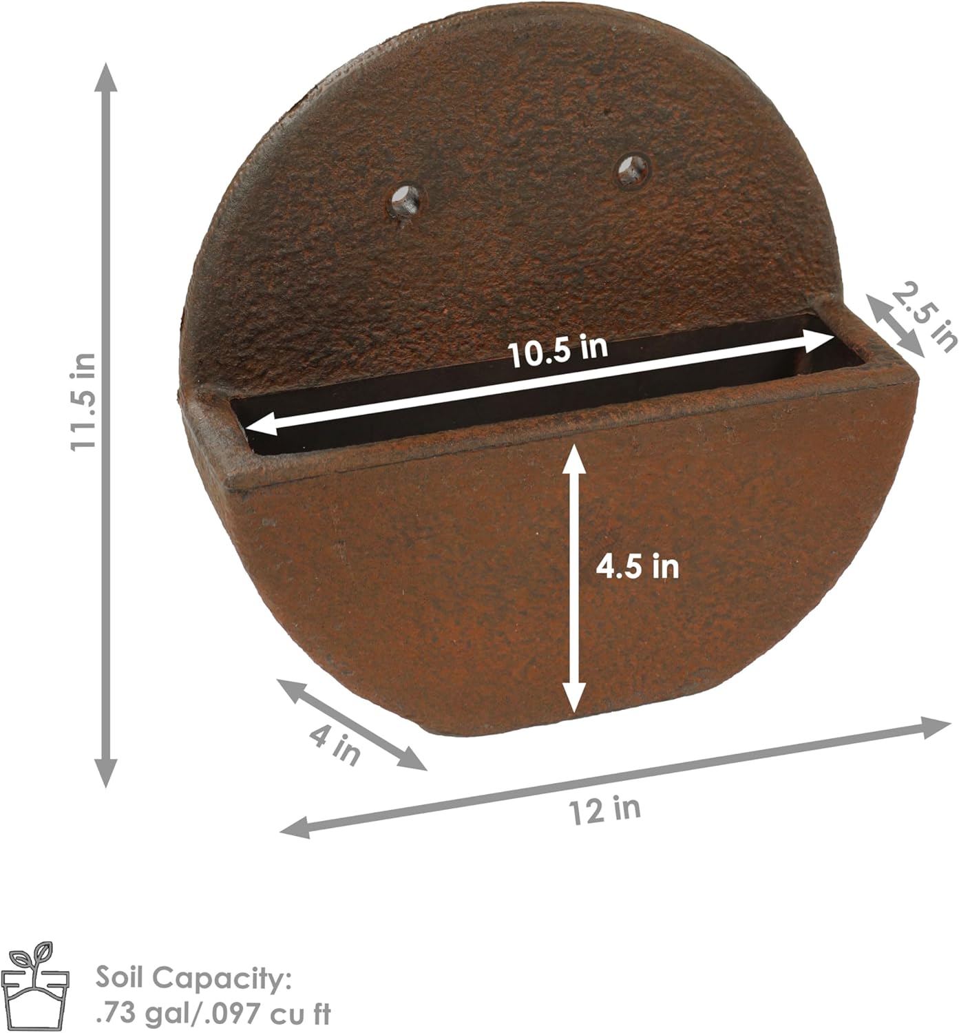 Sunnydaze 12" Round Wall Planter - Polyresin Wall-Hanging Flower Pot for Indoor or Outdoor - Dark Brown - Set of 4