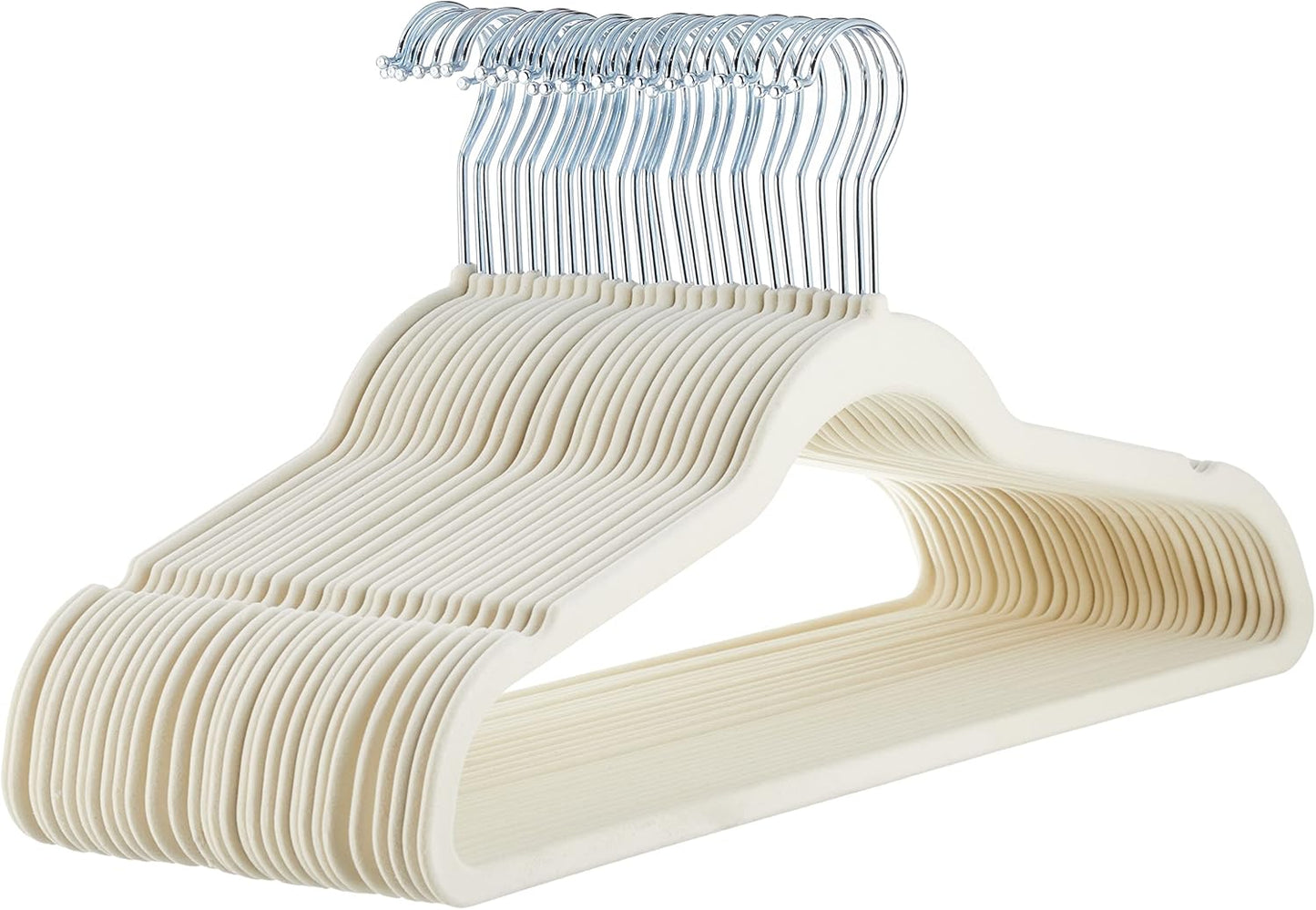 Amazon Basics Slim, Velvet, Non-Slip Suit Clothes Hangers, Ivory/Rose Gold - Pack of 100
