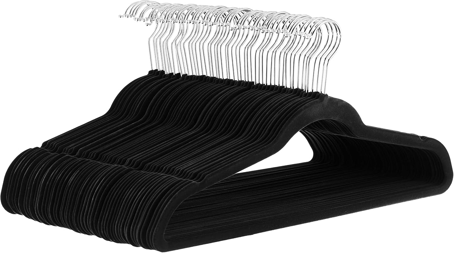 Amazon Basics Slim, Velvet, Non-Slip Suit Clothes Hangers, Ivory/Rose Gold - Pack of 100
