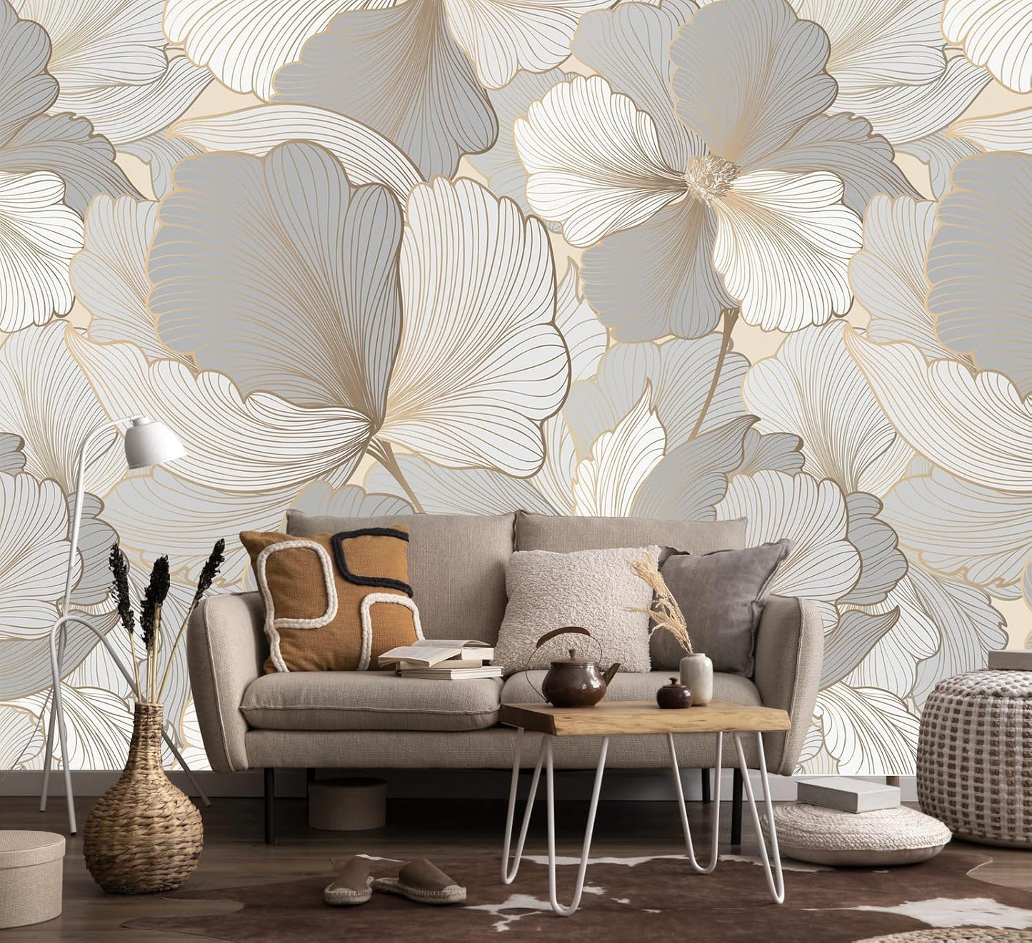 Vintage Beige Forest Woodland Mural Wallpaper for Bedroom Living Room (Not Peel n' Stick)