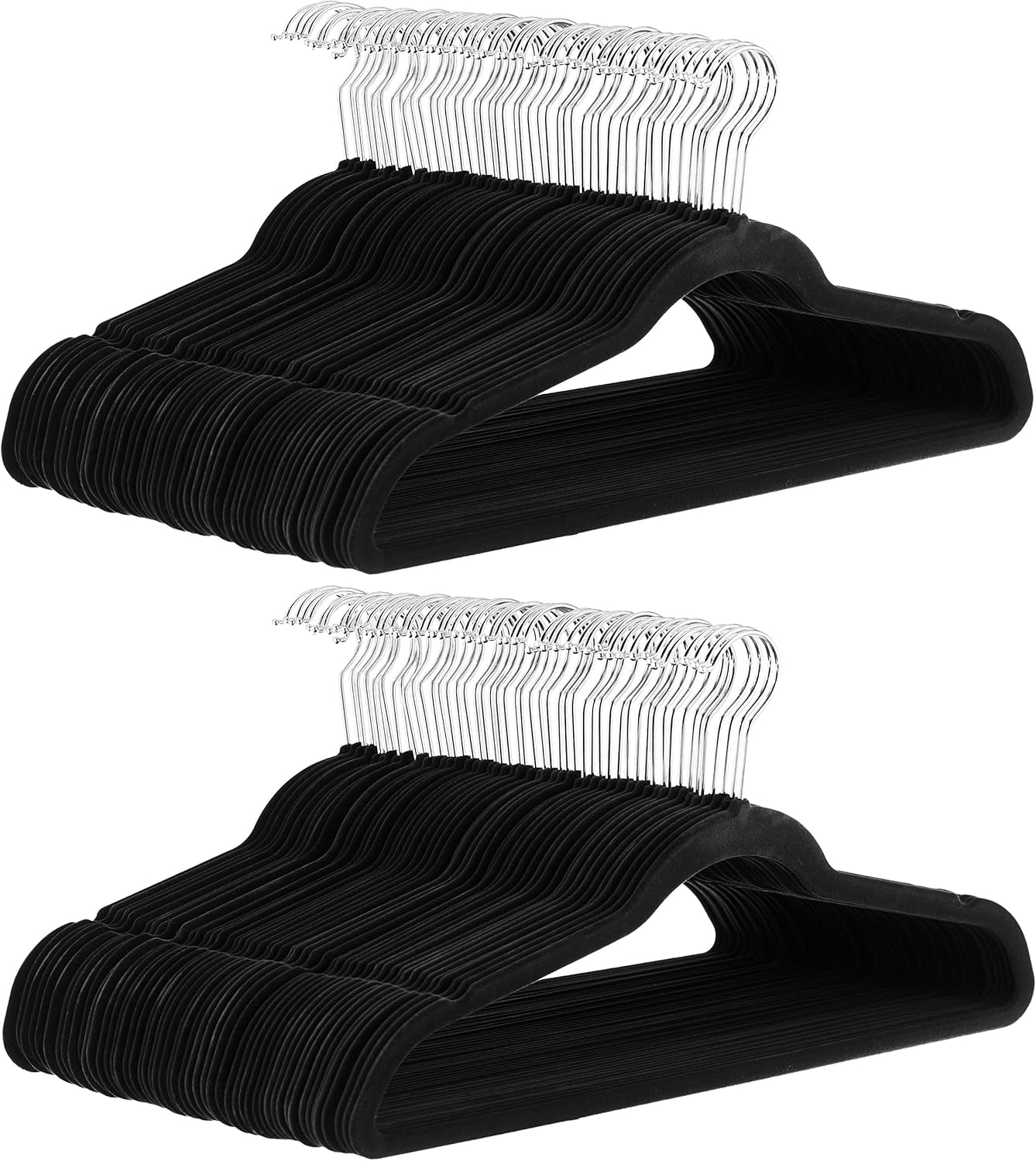 Amazon Basics Slim, Velvet, Non-Slip Suit Clothes Hangers, Ivory/Rose Gold - Pack of 100