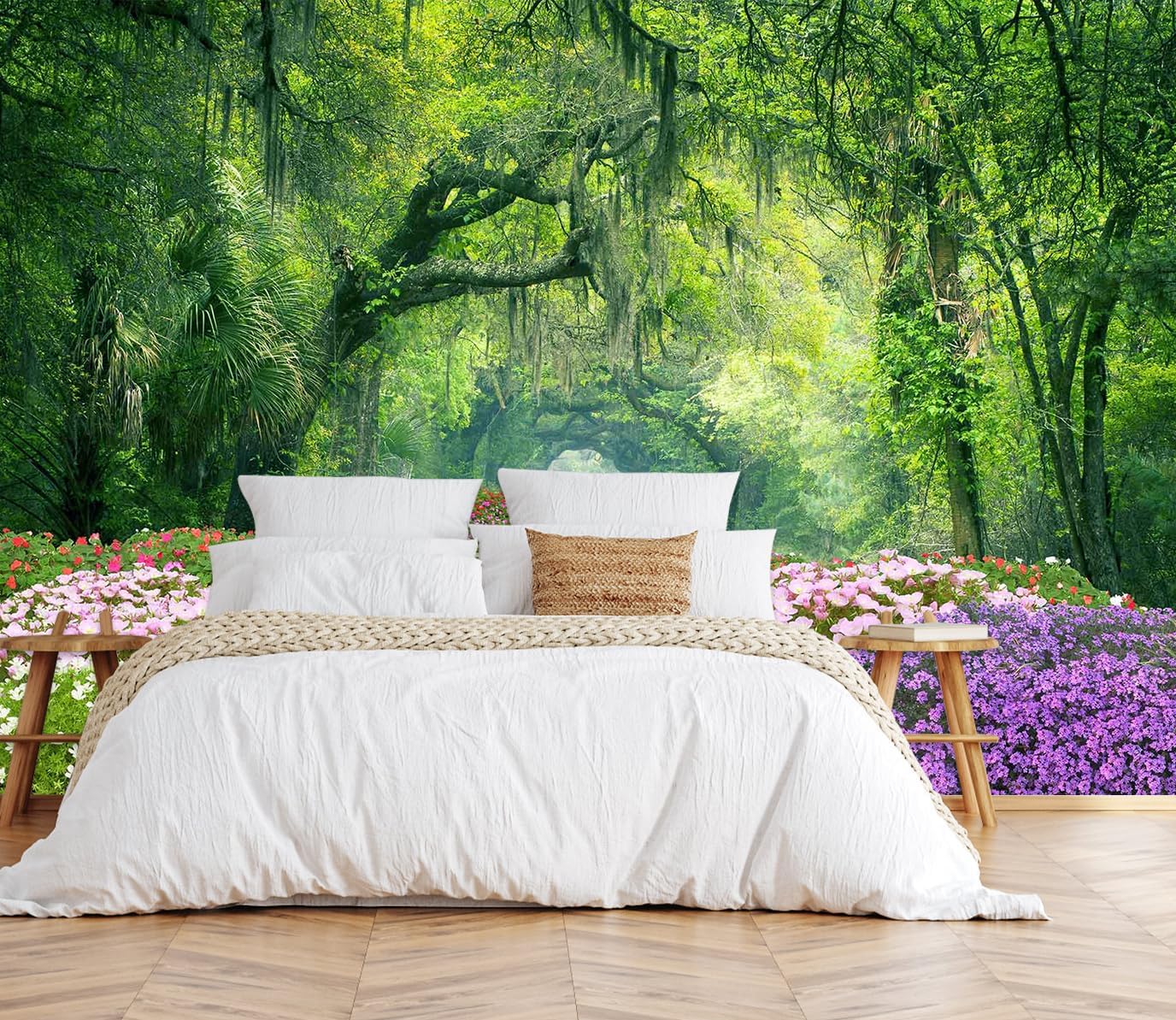 Hazy Forest Wall Mural, Abstract Nature Landscape Wallpaper, Background Wall Decoration Patterns(Non-self-Adhesive)
