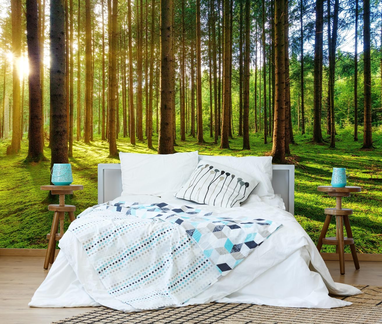 Vintage Beige Forest Woodland Mural Wallpaper for Bedroom Living Room (Not Peel n' Stick)