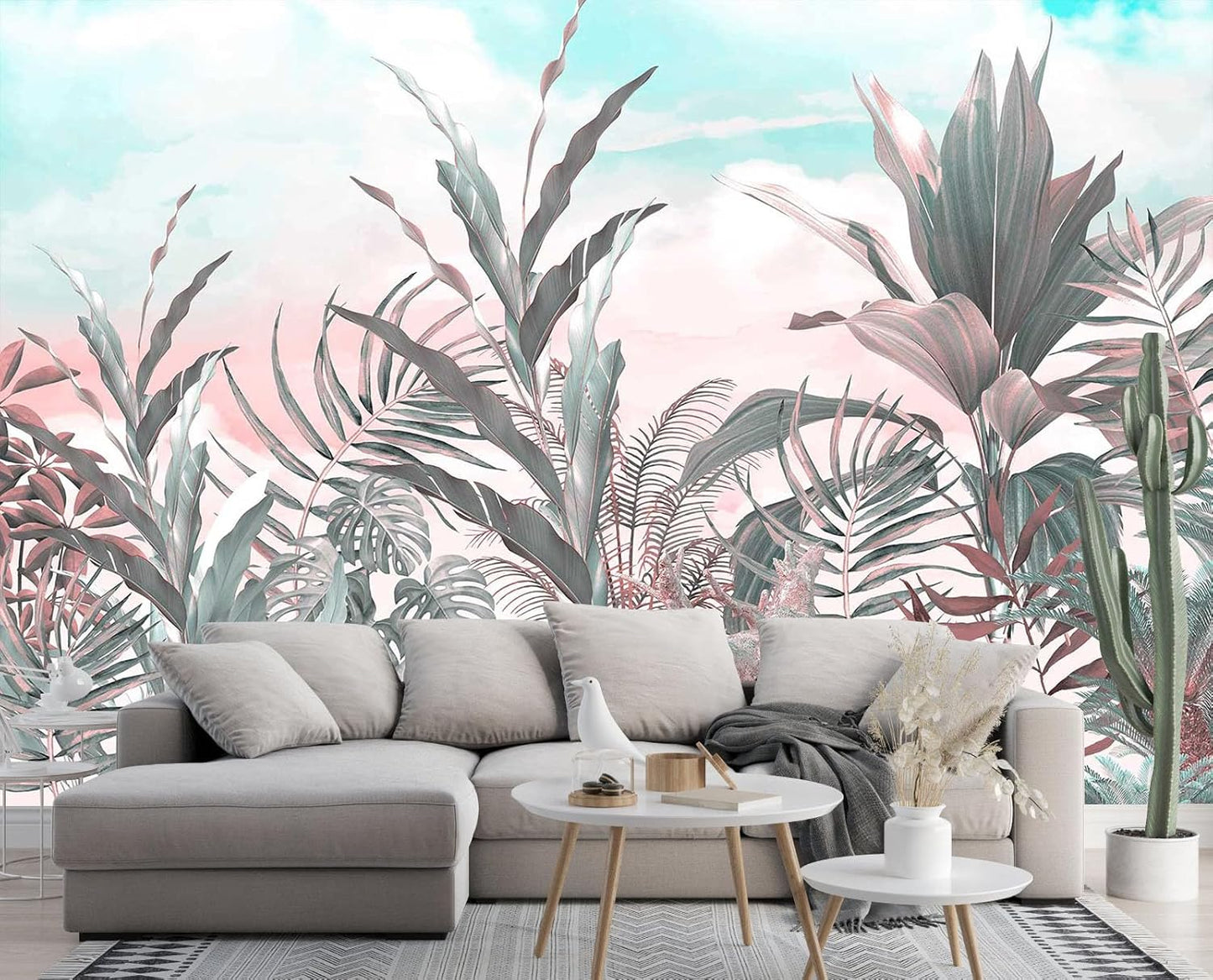 Hazy Forest Wall Mural, Abstract Nature Landscape Wallpaper, Background Wall Decoration Patterns(Non-self-Adhesive)