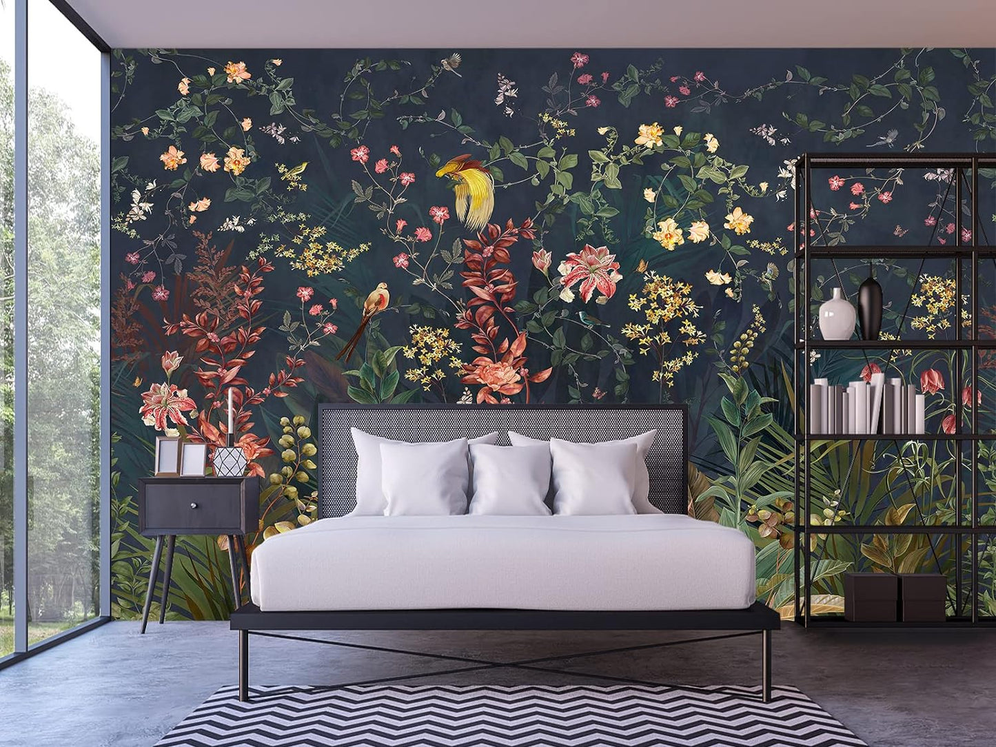Cliouar-Wall Mural Wallpaper for Bedroom Living Room Wallpaper Decoration Flowers and Birds Wallpaper 158"x110"(Not Self-Adhesive)