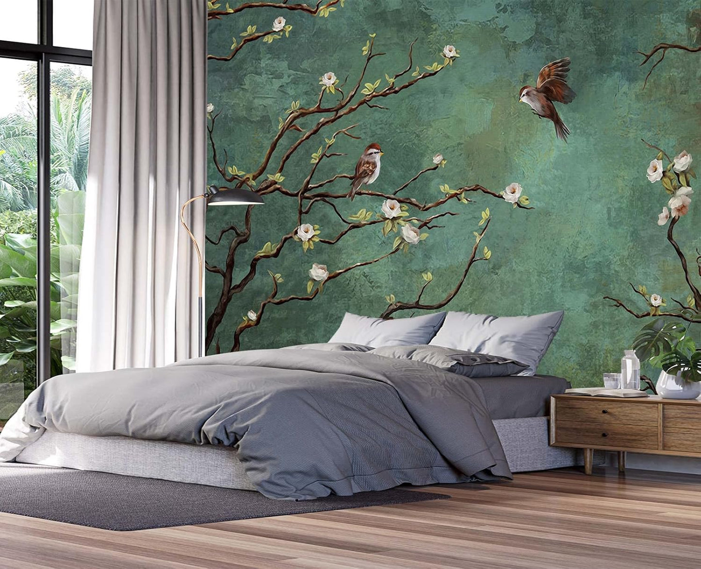 Cliouar-Wall Mural Wallpaper for Bedroom Living Room Wallpaper Decoration Flowers and Birds Wallpaper 158"x110"(Not Self-Adhesive)