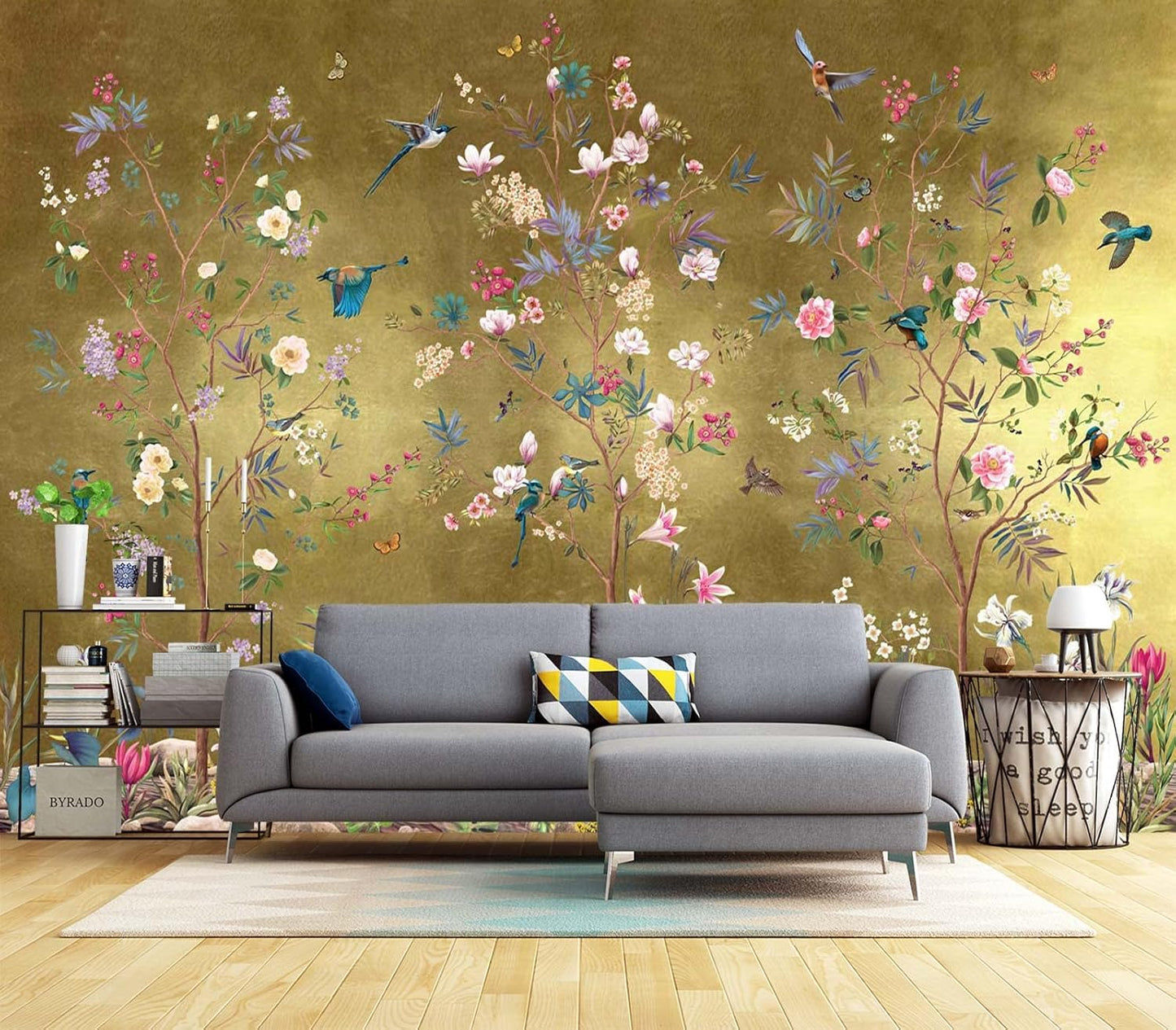 Cliouar-Wall Mural Wallpaper for Bedroom Living Room Wallpaper Decoration Flowers and Birds Wallpaper 158"x110"(Not Self-Adhesive)