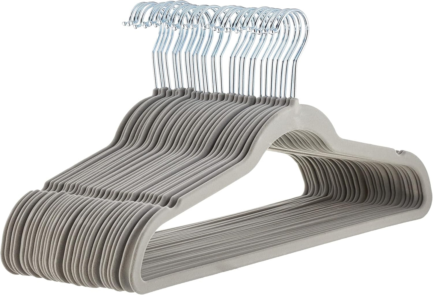 Amazon Basics Slim, Velvet, Non-Slip Suit Clothes Hangers, Ivory/Rose Gold - Pack of 100