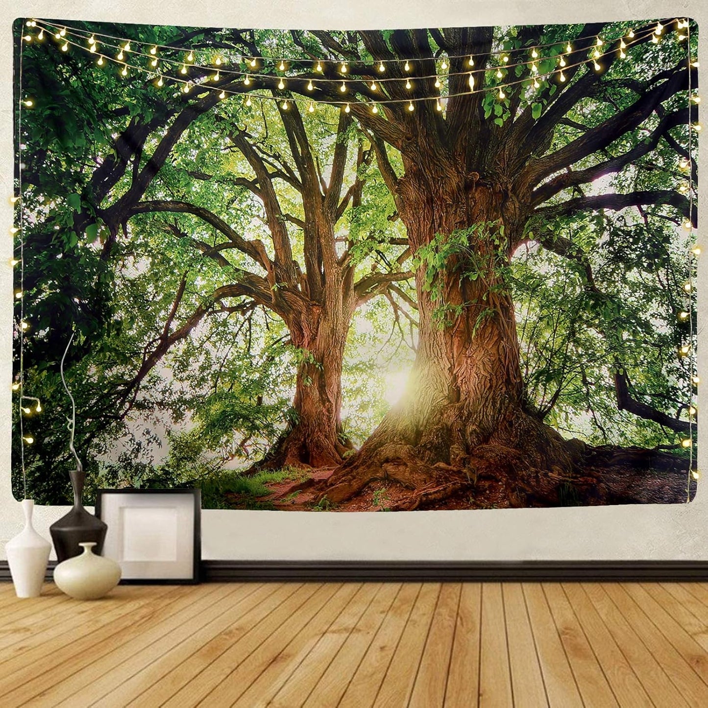 ENJOHOS Dark Green Landscape Nature Tapestry Home Decor Extra Large Wall Hanging Tree Tapestry Enchanted Forest Backdrop for Bedroom Living Room Indoor Outdoor Decoration (90''L x 71''W)