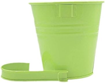 KINGLAKE Flower Pots,10 Pcs Metal Iron Hanging Flower Plant Pots Balcony Garden Plant Planter Baskets Fence Bucket Pot 4'' Flower Holders with Detachable Hook