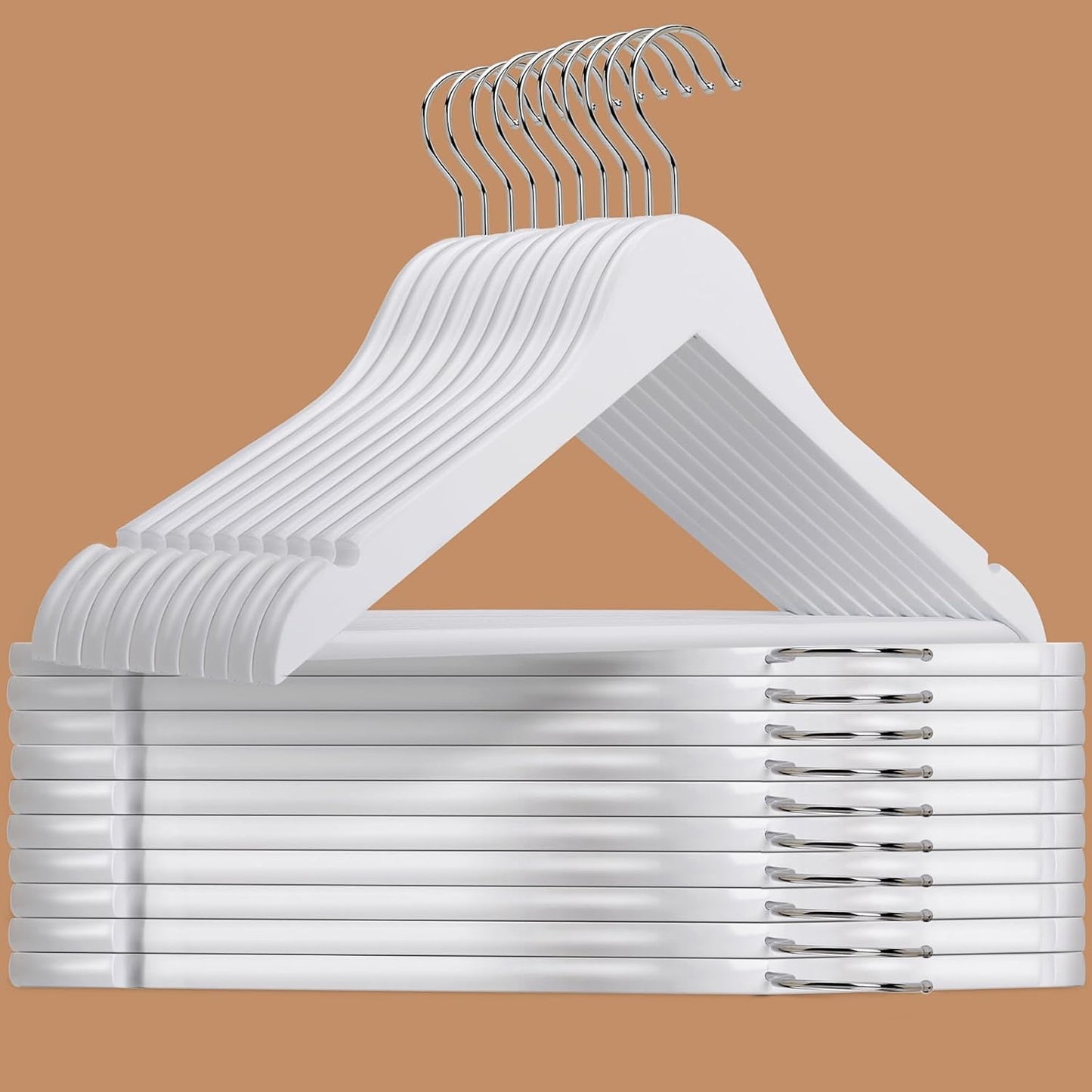 Amber Home 30-Pack Vintage Wooden Coat Hangers, Walnut Wood Suit Hangers with Non-Slip Pant Bar for Shirts, Jackets, Dresses, Pants - Retro