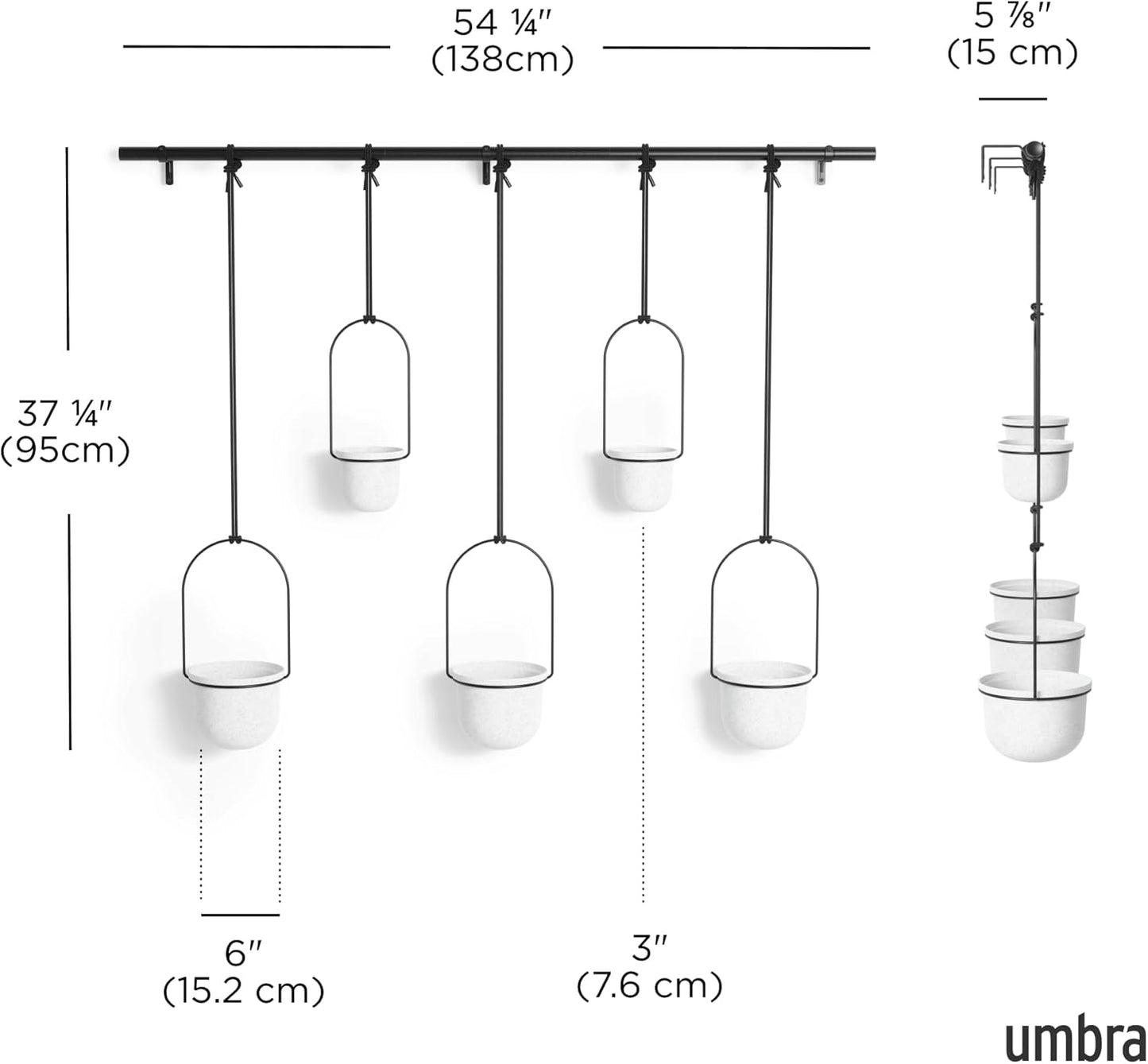 Umbra Triflora Hanging Planter, Set of 5, White