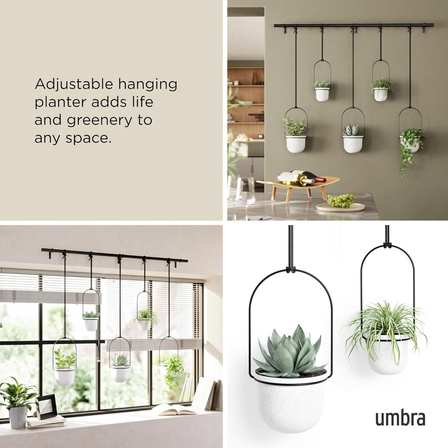 Umbra Triflora Hanging Planter, Set of 5, White