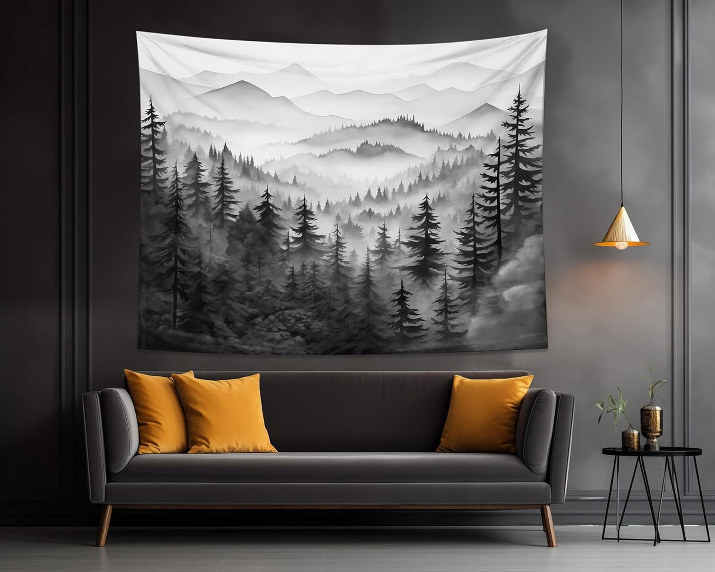 QGHOT Window Tapestry, Outdoor Forest Tapestry Wall Hanging