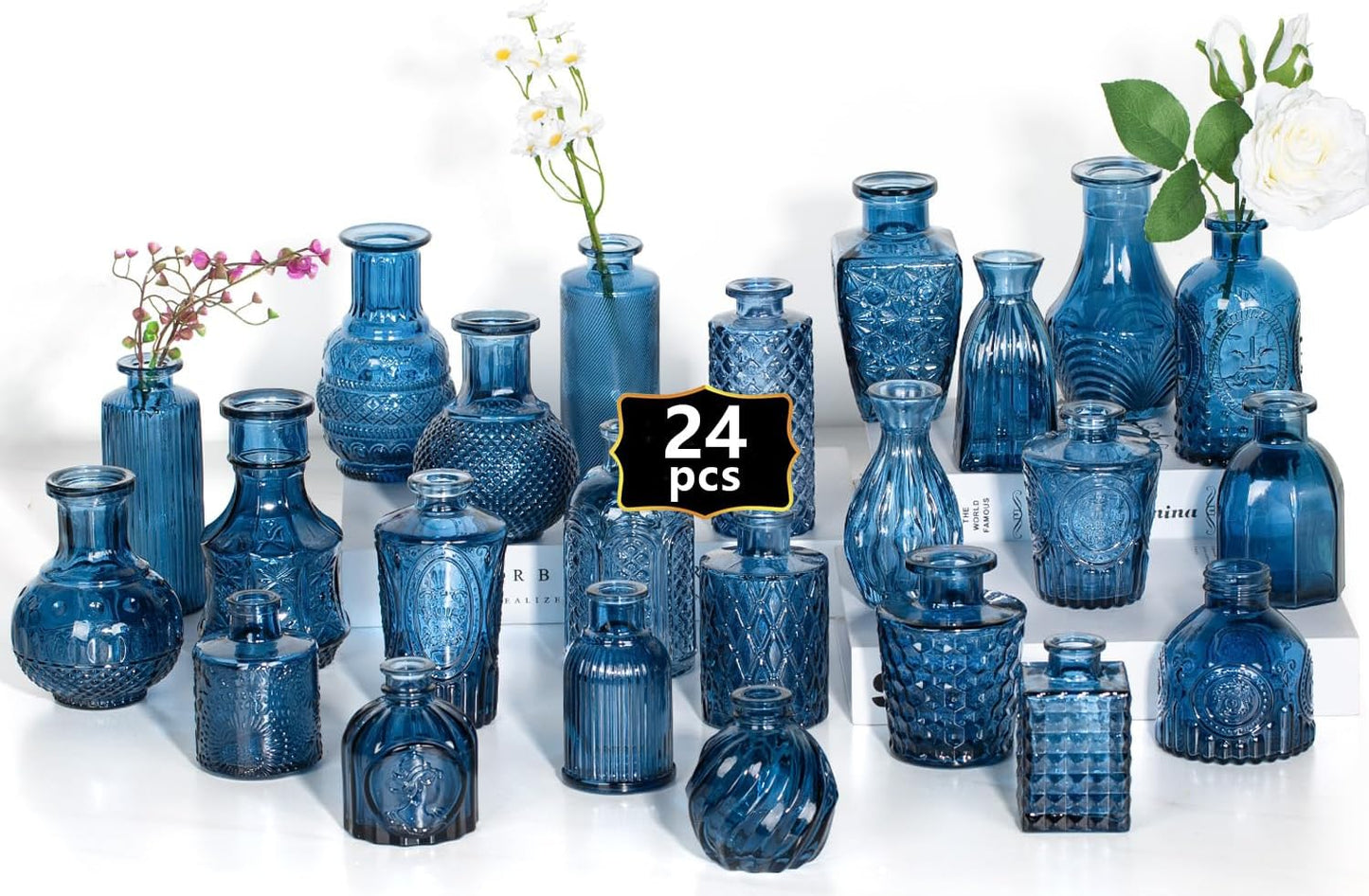 Glass Bud Vase Set of 32PCS Wedding Centerpieces for Tables,Mini Clear Bud Vases for Flowers,Small Flower Vases Suitable for Birthday Party,Anniversary,Wedding,Baby Shower (Clear, 32PCS)