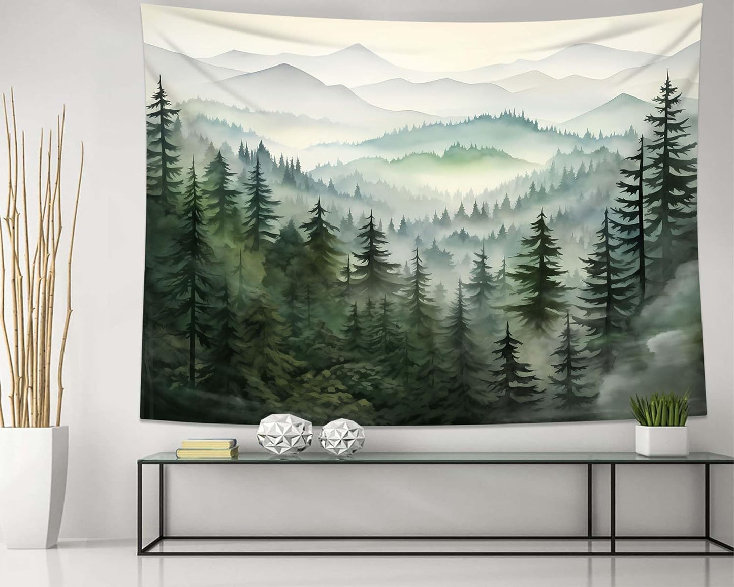 QGHOT Window Tapestry, Outdoor Forest Tapestry Wall Hanging
