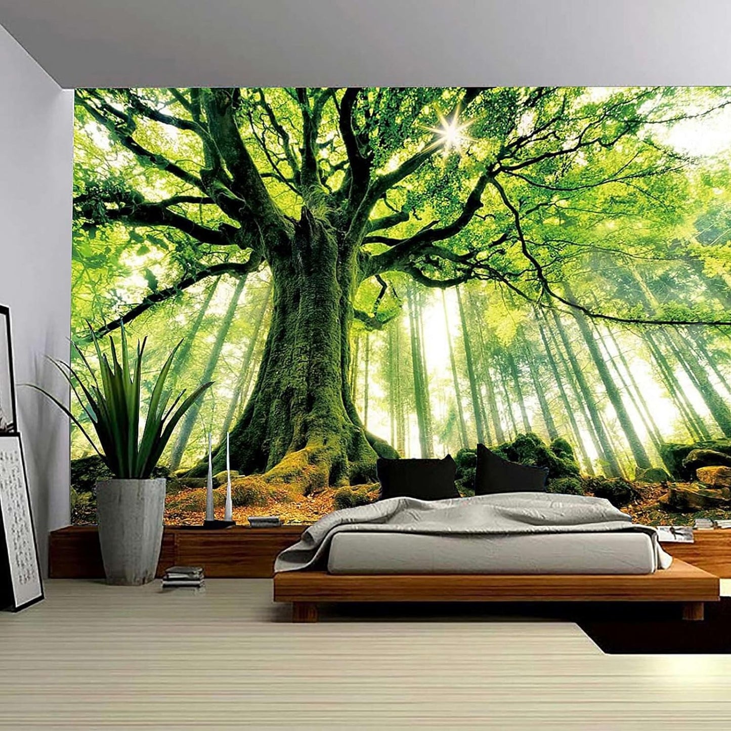 ENJOHOS Dark Green Landscape Nature Tapestry Home Decor Extra Large Wall Hanging Tree Tapestry Enchanted Forest Backdrop for Bedroom Living Room Indoor Outdoor Decoration (90''L x 71''W)
