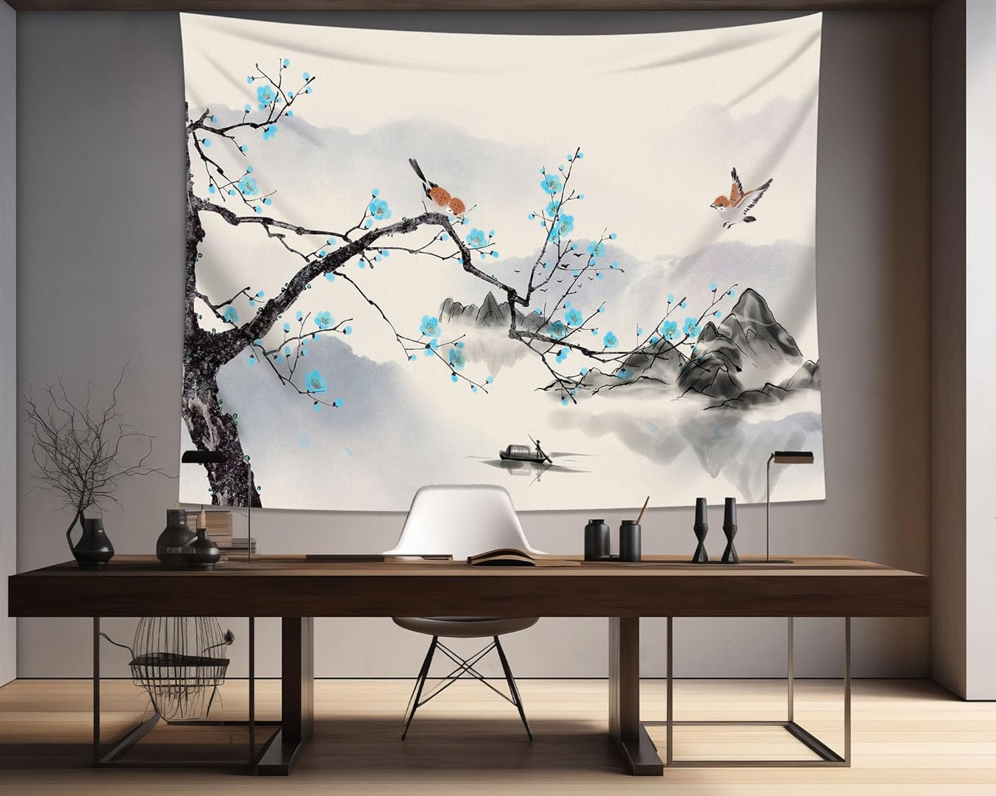 QGHOT Window Tapestry, Outdoor Forest Tapestry Wall Hanging