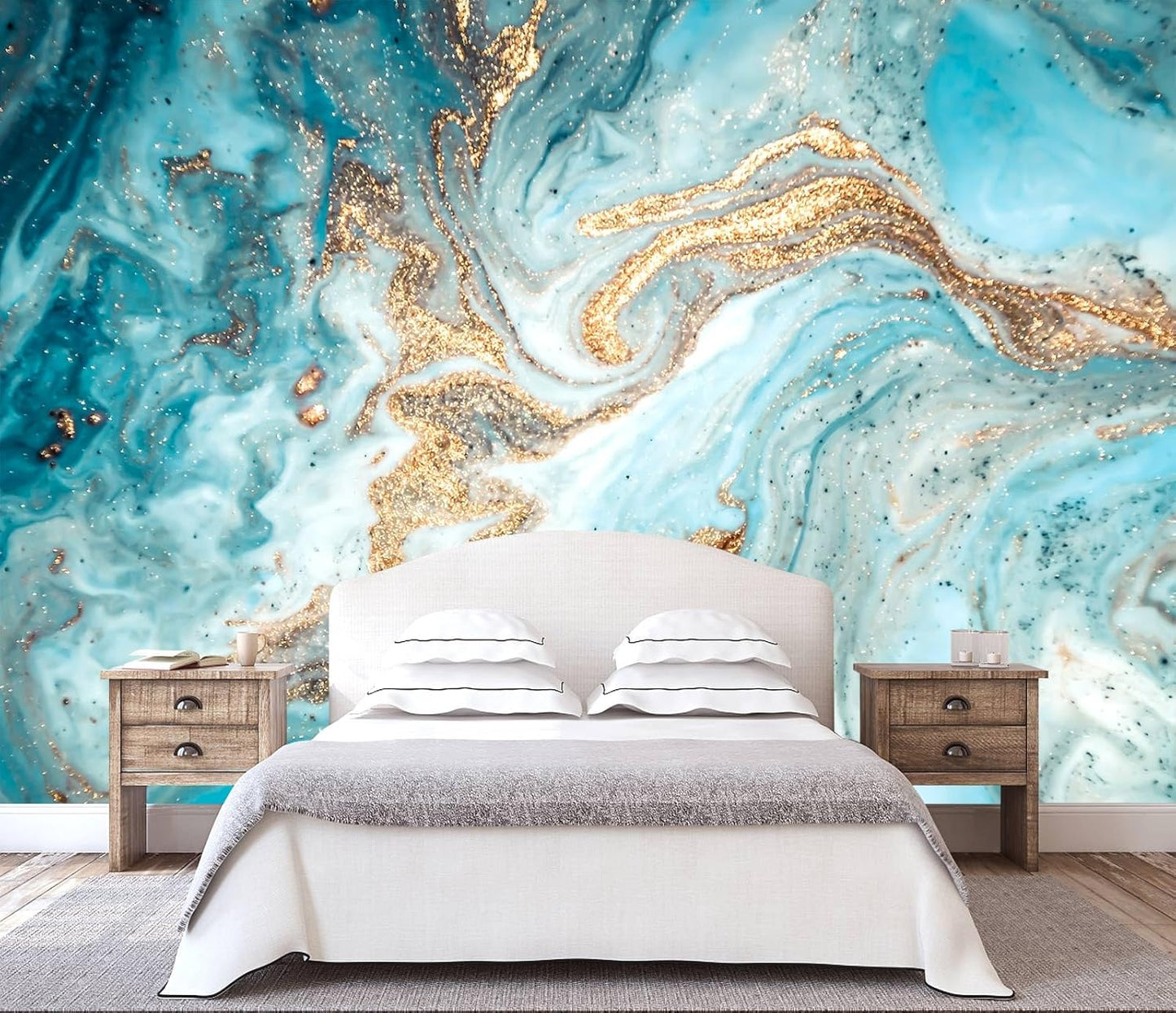 WFBHUA-Wall Mural Waterfall Green Nature Lake Landscape Wallpaper Decor for Bathroom Living Room Bedroom(Not Peel and Stick)