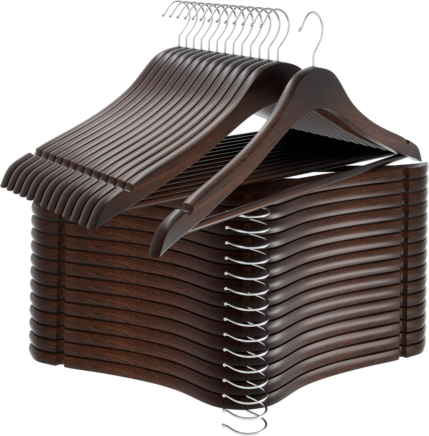 Utopia Home Premium Wooden Hangers 30 Pack - Durable & Slim Coat Hanger - Suit Hanger with 360-Degree Rotatable Hook - Wood Hangers with Shoulder Grooves (Natural Color)