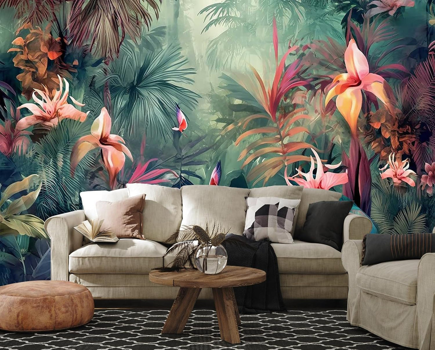 Hazy Forest Wall Mural, Abstract Nature Landscape Wallpaper, Background Wall Decoration Patterns（Non-self-Adhesive）