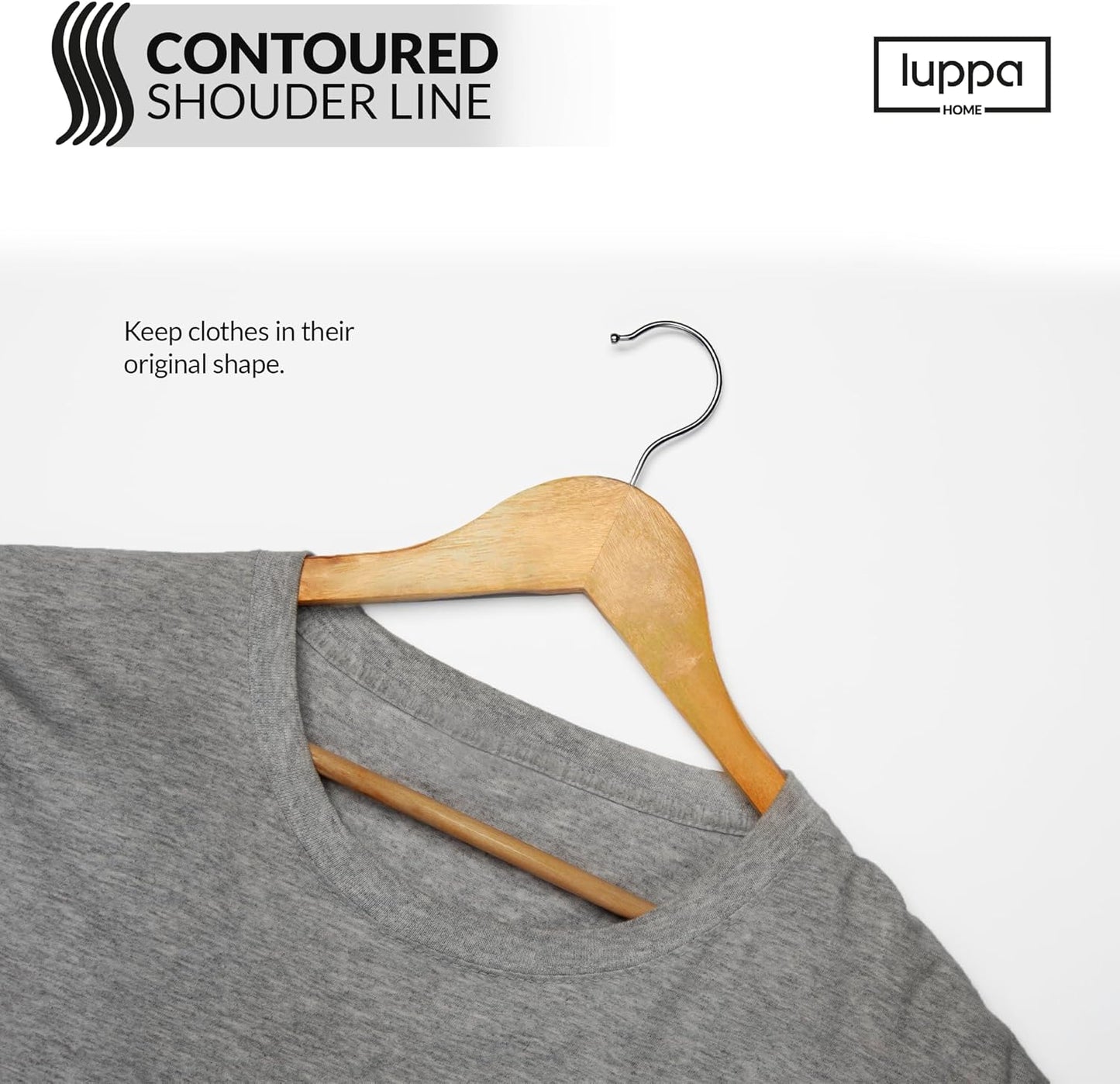 Wooden Hangers 30 Pack - Natural Top Notch Durable & Slim Coat Hanger - Suit Hangers with 360-Degree Rotatable Hook - Wood Hangers with Shoulder Grooves