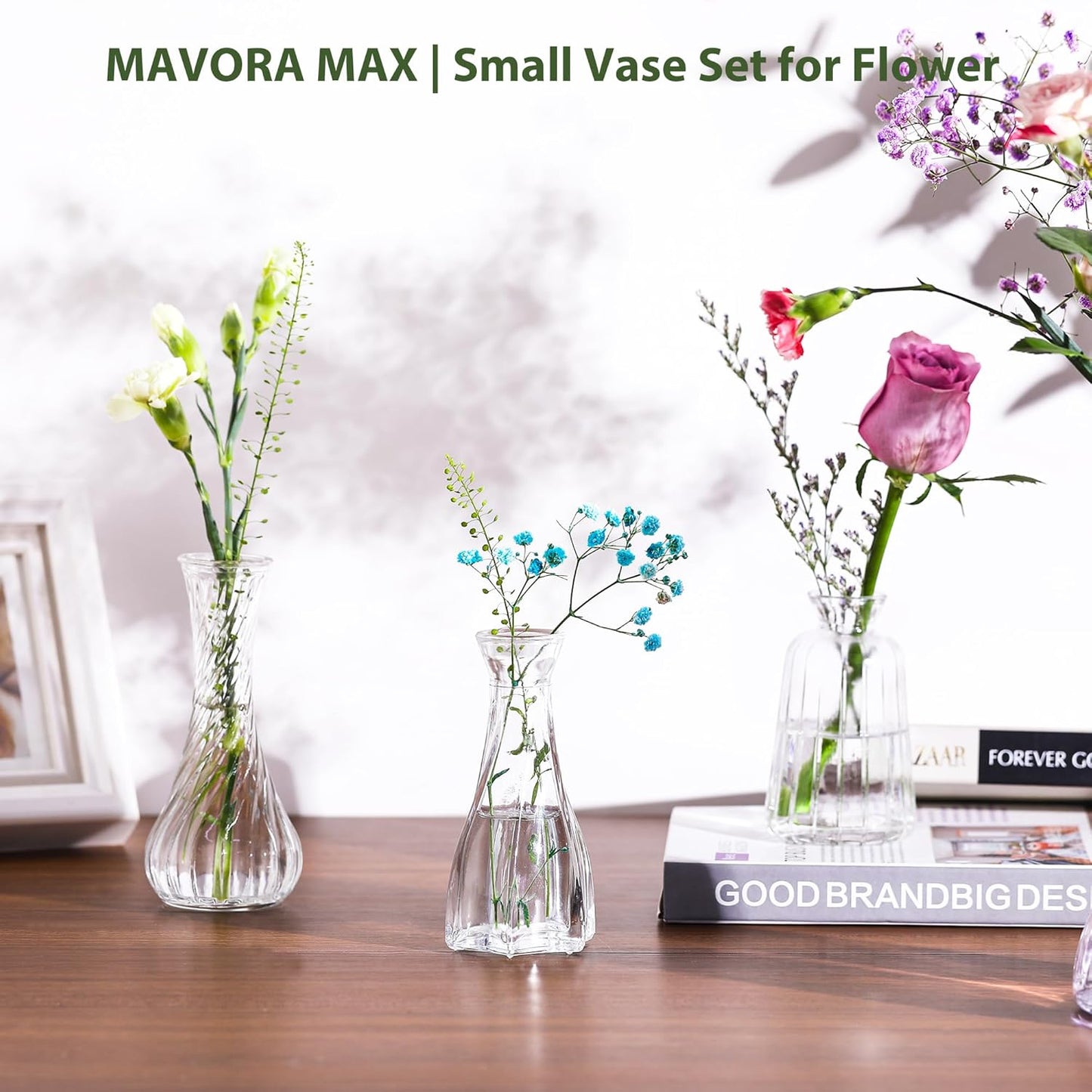 Clear Bud Vases Bulk 32,Small Flower Vases for Wedding,Glass Vintage Vase Set for Centerpieces,Recepetion,Home