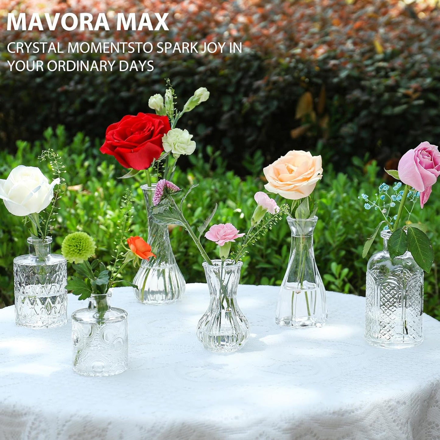 Clear Bud Vases Bulk 32,Small Flower Vases for Wedding,Glass Vintage Vase Set for Centerpieces,Recepetion,Home