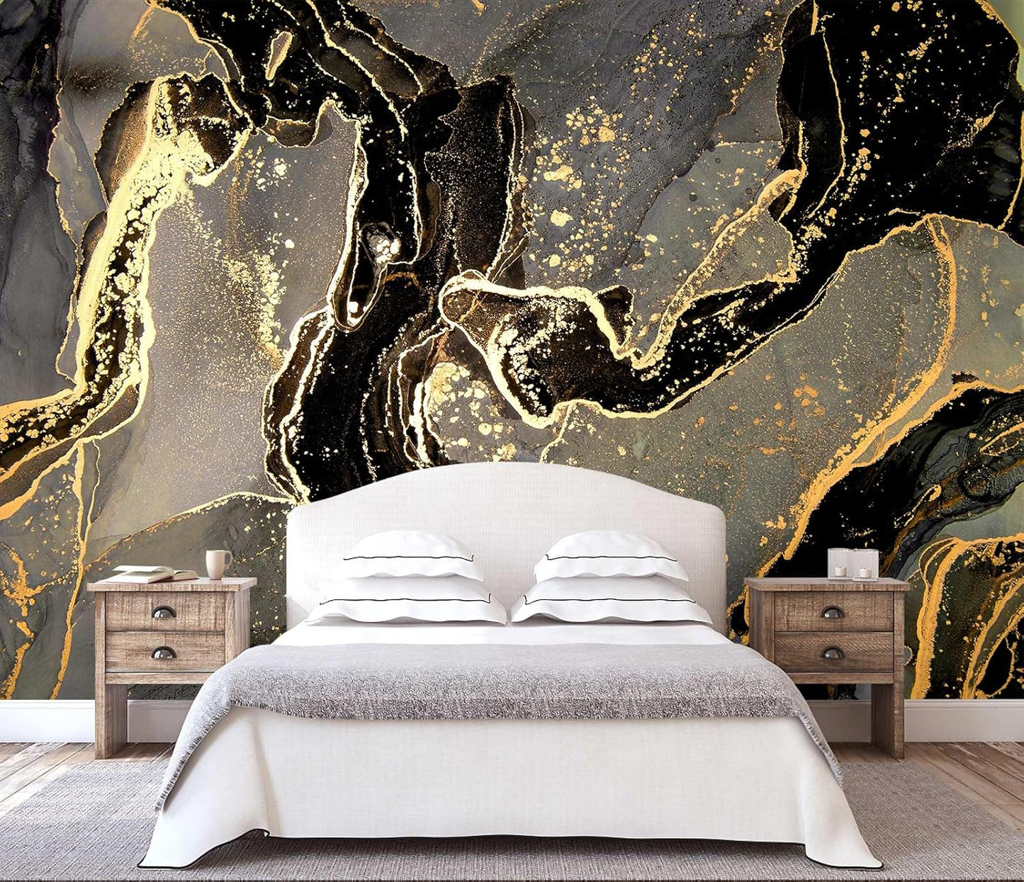 WFBHUA-Wall Mural Waterfall Green Nature Lake Landscape Wallpaper Decor for Bathroom Living Room Bedroom(Not Peel and Stick)